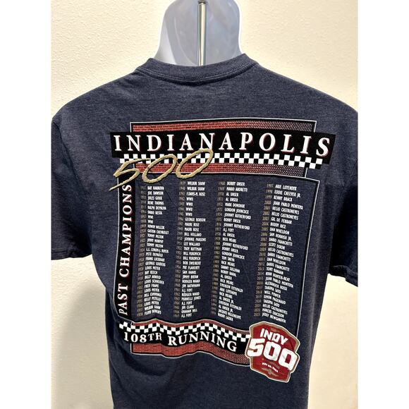 Indianapolis Mens T-Shirt-24 Indy 500 Champs Heather Navy Small Racing Tee New - Picture 5 of 6